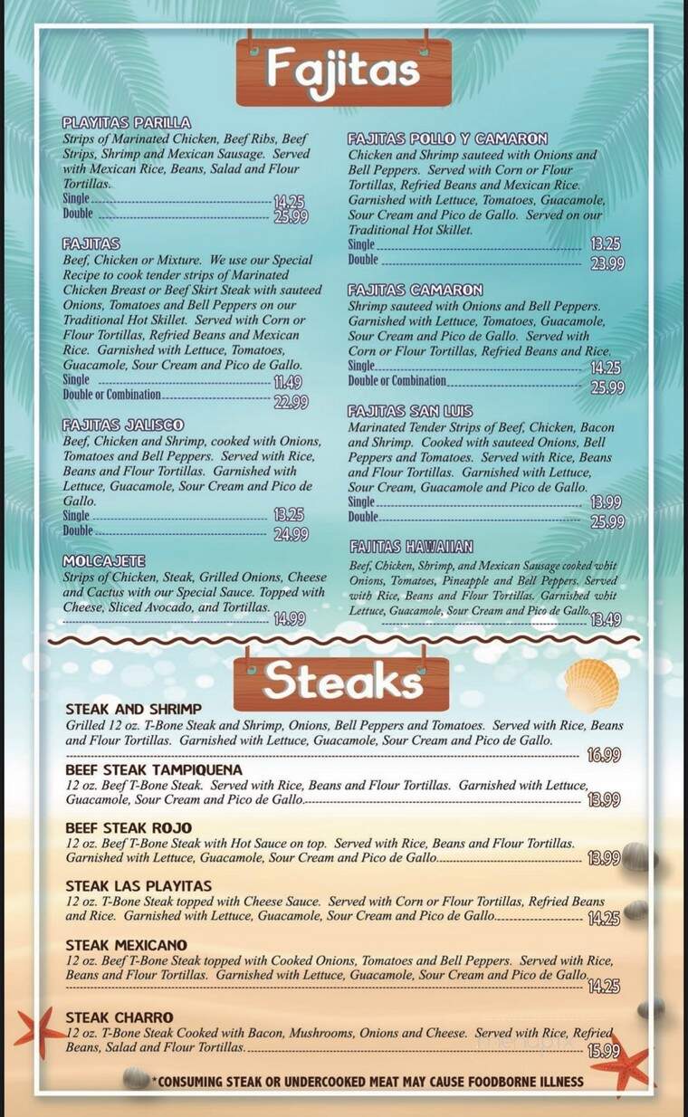 Las Playitas Mexican Restaurant - Batesville, AR menu_pic