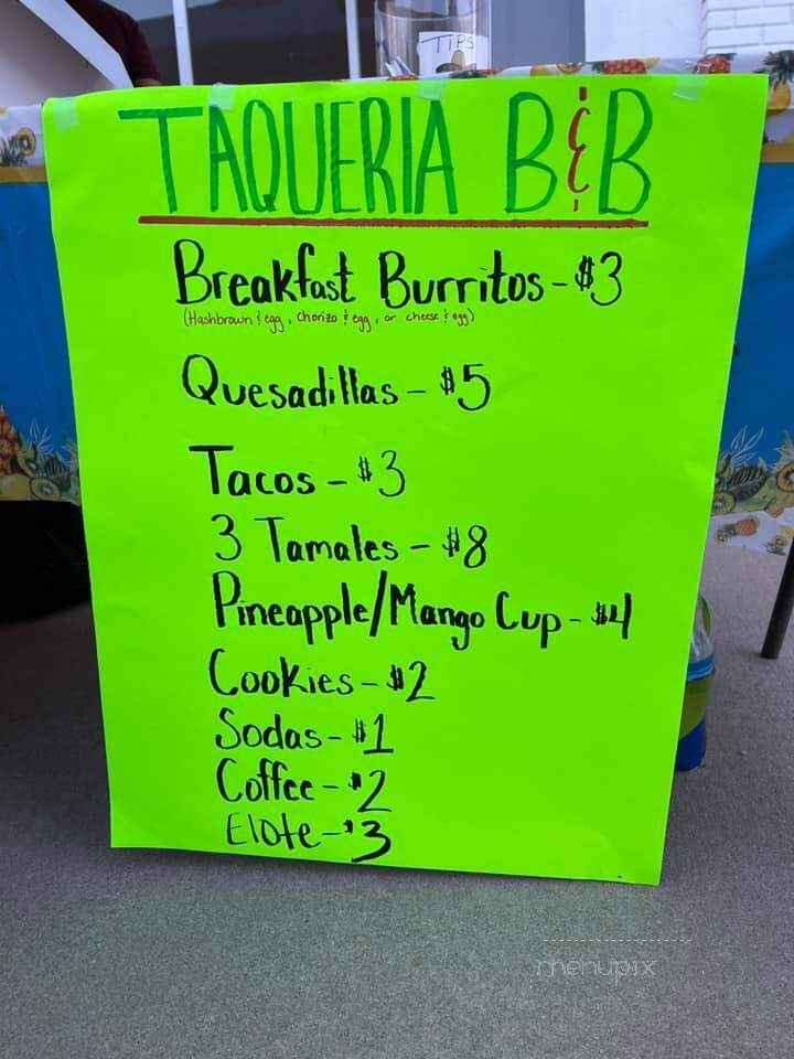 Taqueria B and B - Eureka, KS menu_pic