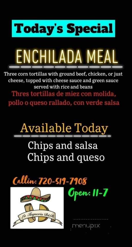 Taqueria B and B - Eureka, KS menu_pic