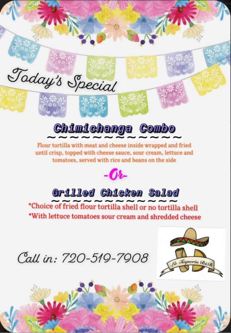 Taqueria B and B - Eureka, KS menu_pic