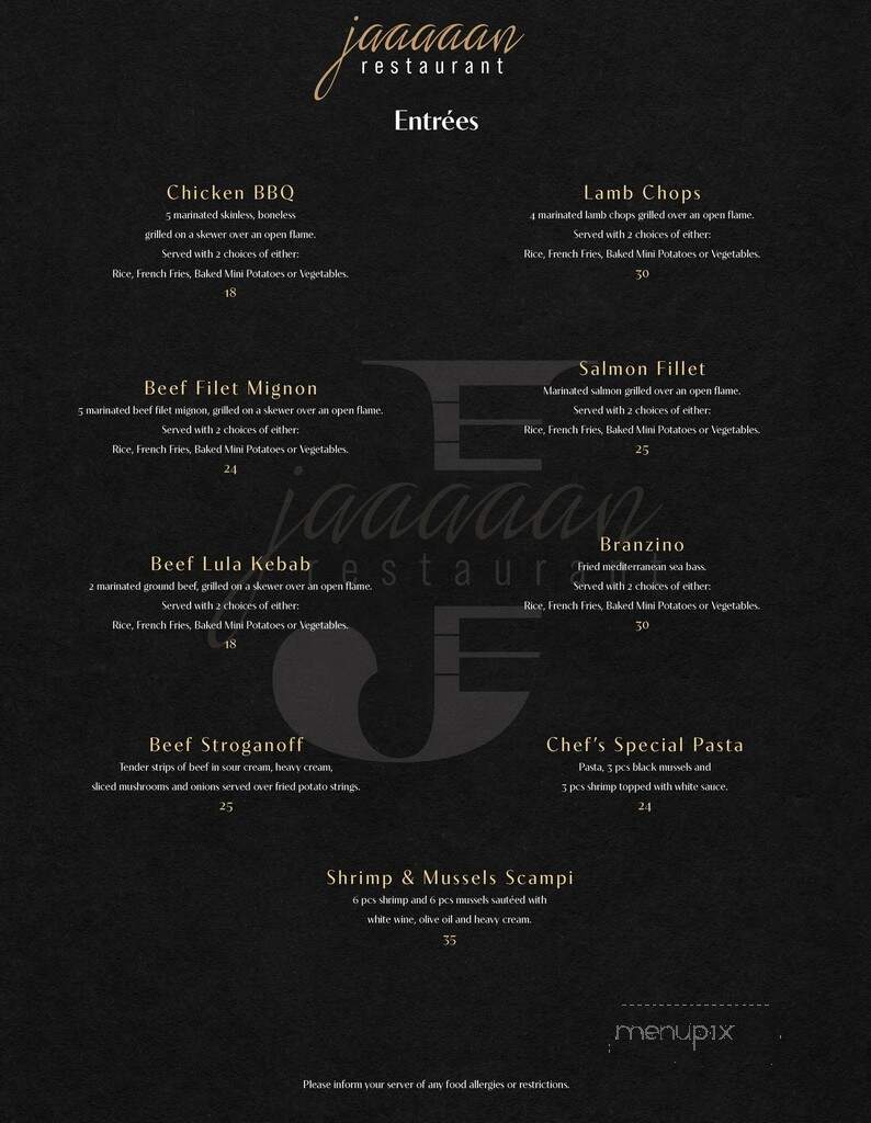 Jaaaaan Restaurant - Glendale, CA menu_pic