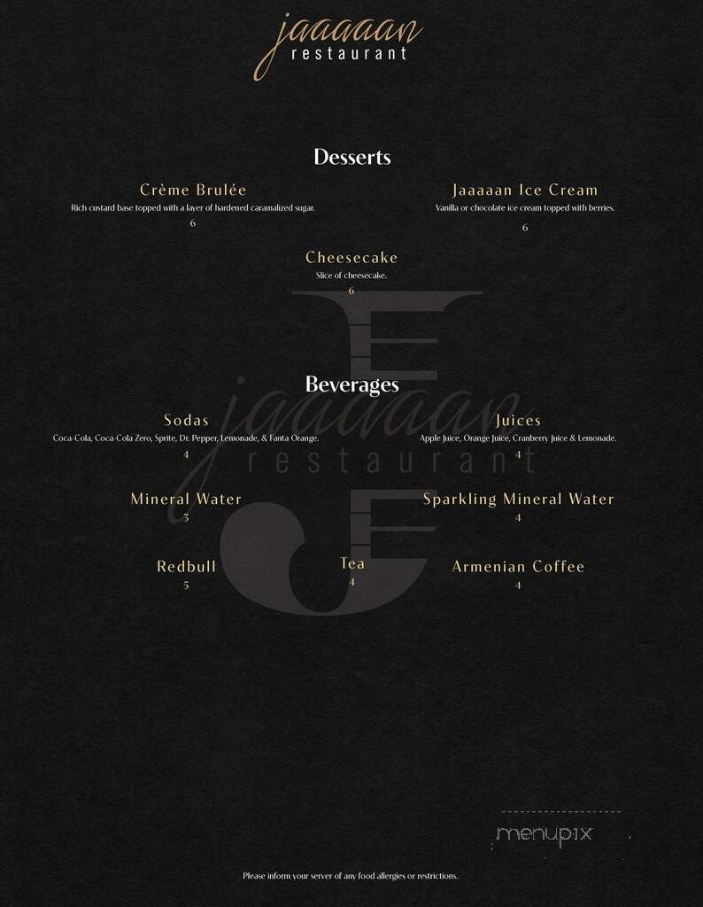 Jaaaaan Restaurant - Glendale, CA menu_pic