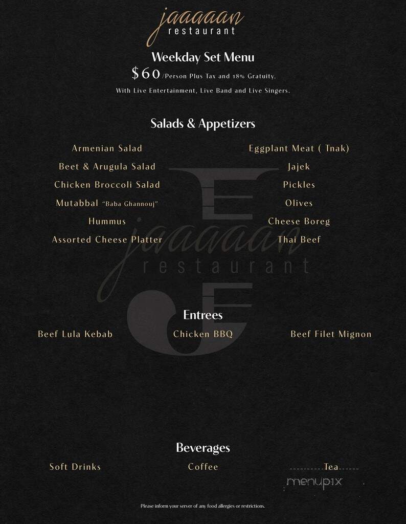 Jaaaaan Restaurant - Glendale, CA menu_pic