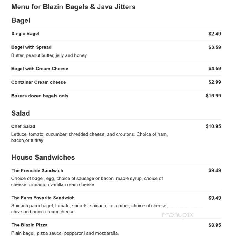 Blazin Bagels & Java Jitters - Pueblo, CO menu_pic
