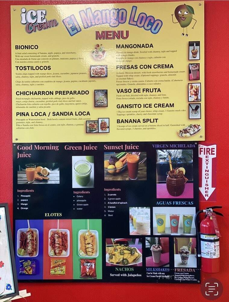 El Mango Loco Ice Cream - West Sacramento, CA menu_pic