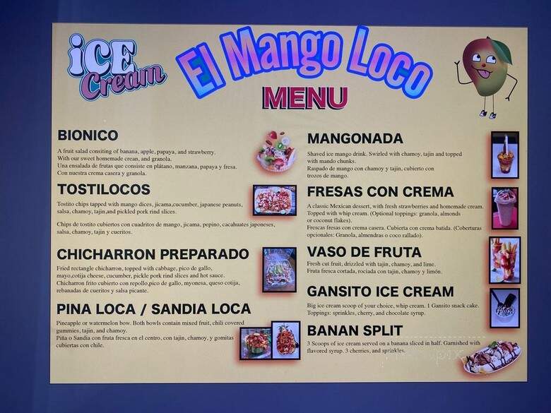 El Mango Loco Ice Cream - West Sacramento, CA menu_pic
