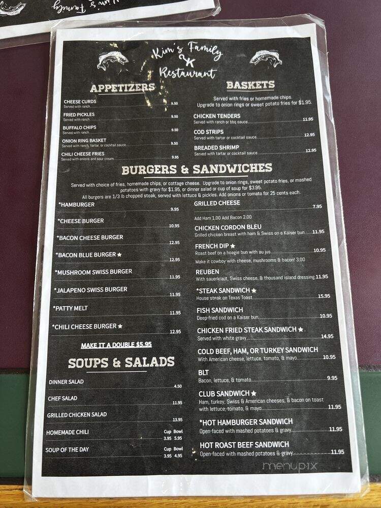 Kim's Family Restaurant - Glendo, WY menu_pic