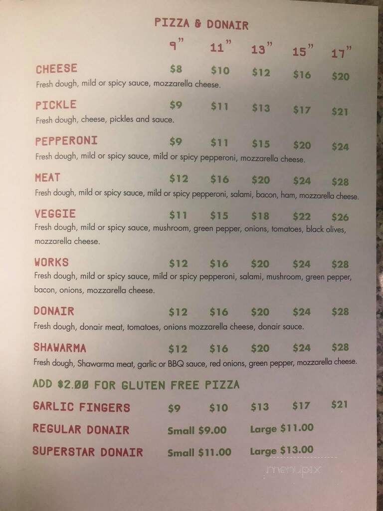 Maple Cedar - New Glasgow, NS menu_pic