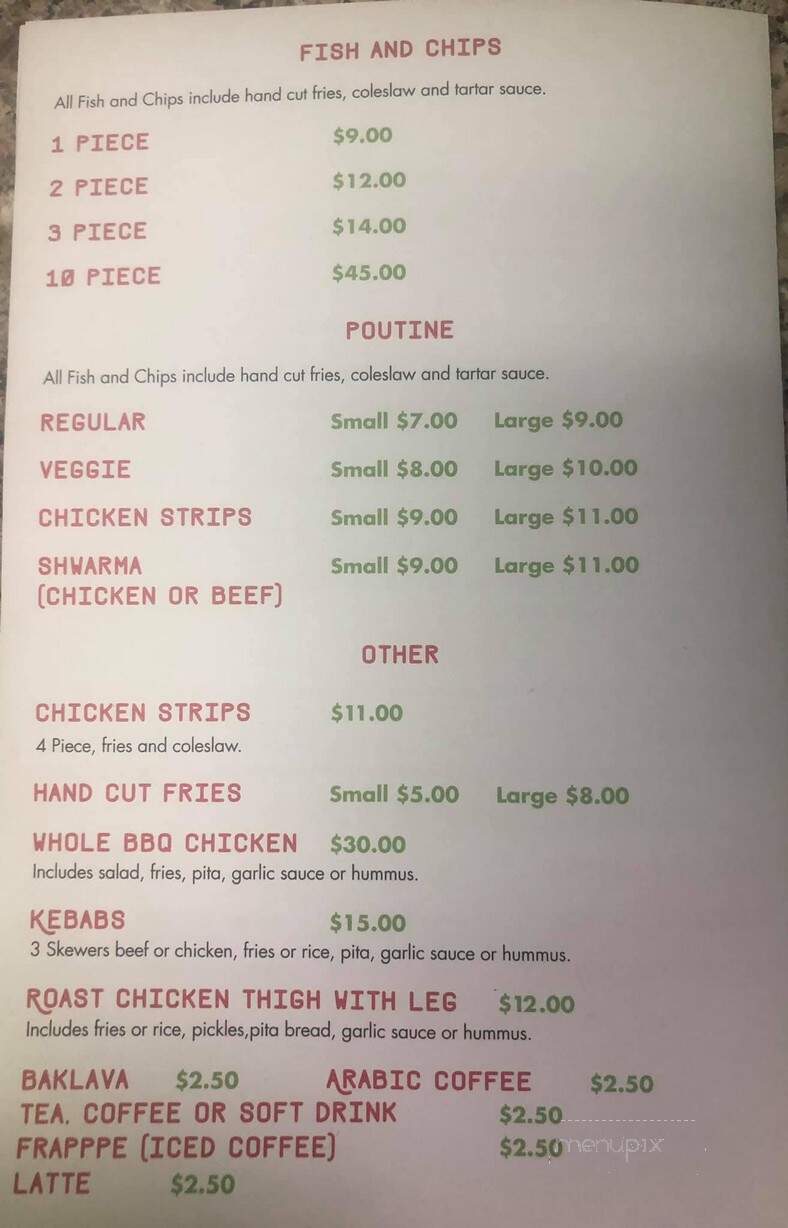 Maple Cedar - New Glasgow, NS menu_pic