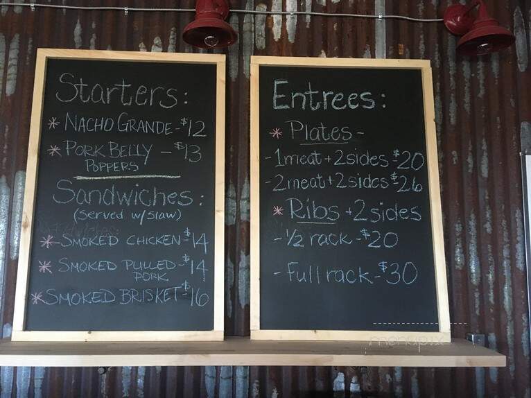 Sensory Smokehouse - Ripley, NY menu_pic
