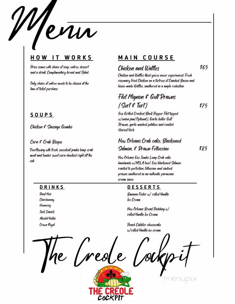 The Creole Cockpit - Pineville, LA menu_pic