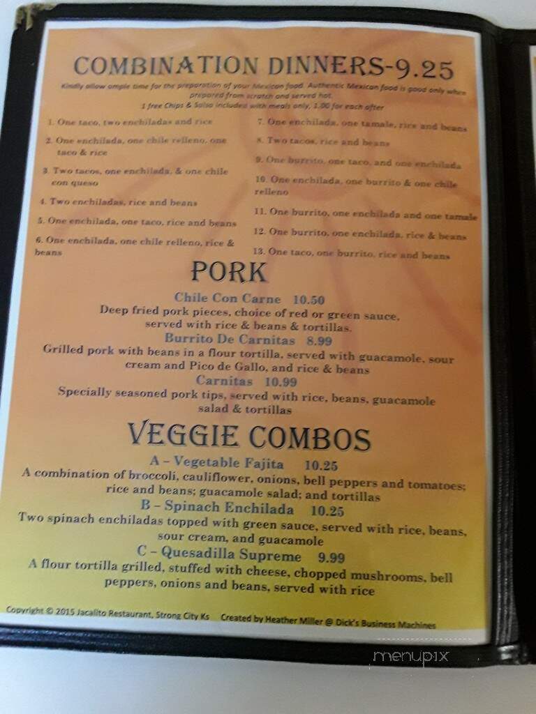 Jacalito Mexican Restaurant - Strong City, KS menu_pic