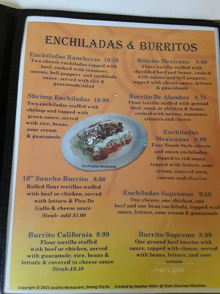Jacalito Mexican Restaurant - Strong City, KS menu_pic
