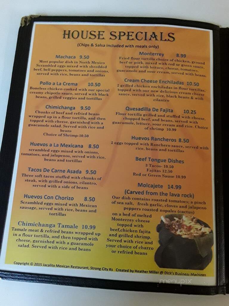 Jacalito Mexican Restaurant - Strong City, KS menu_pic
