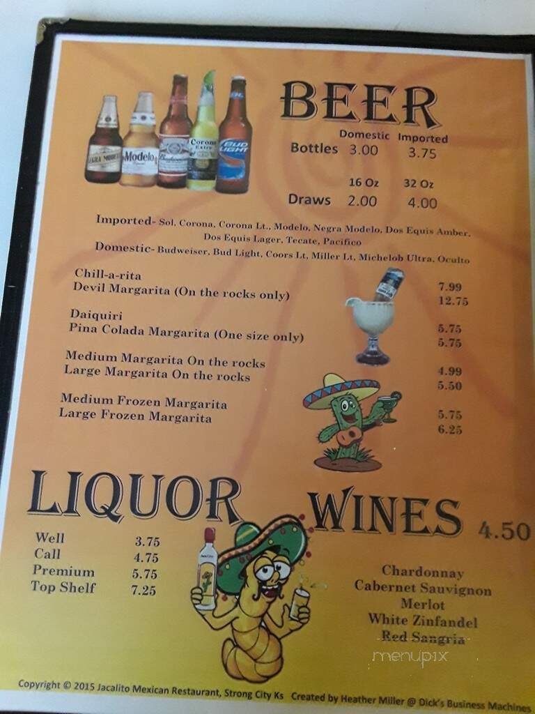 Jacalito Mexican Restaurant - Strong City, KS menu_pic