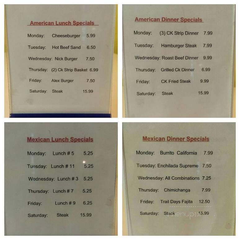 Jacalito Mexican Restaurant - Strong City, KS menu_pic