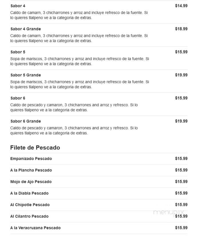 Muelle 37 - Brownsville, TX menu_pic