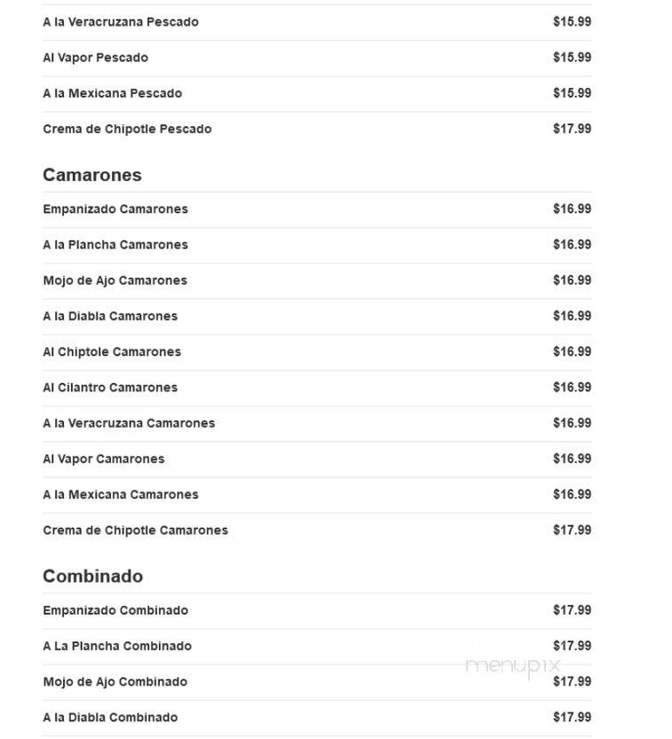 Muelle 37 - Brownsville, TX menu_pic