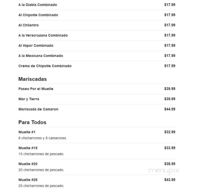 Muelle 37 - Brownsville, TX menu_pic