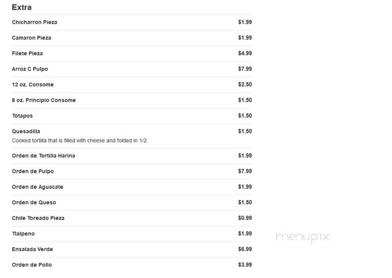 Muelle 37 - Brownsville, TX menu_pic