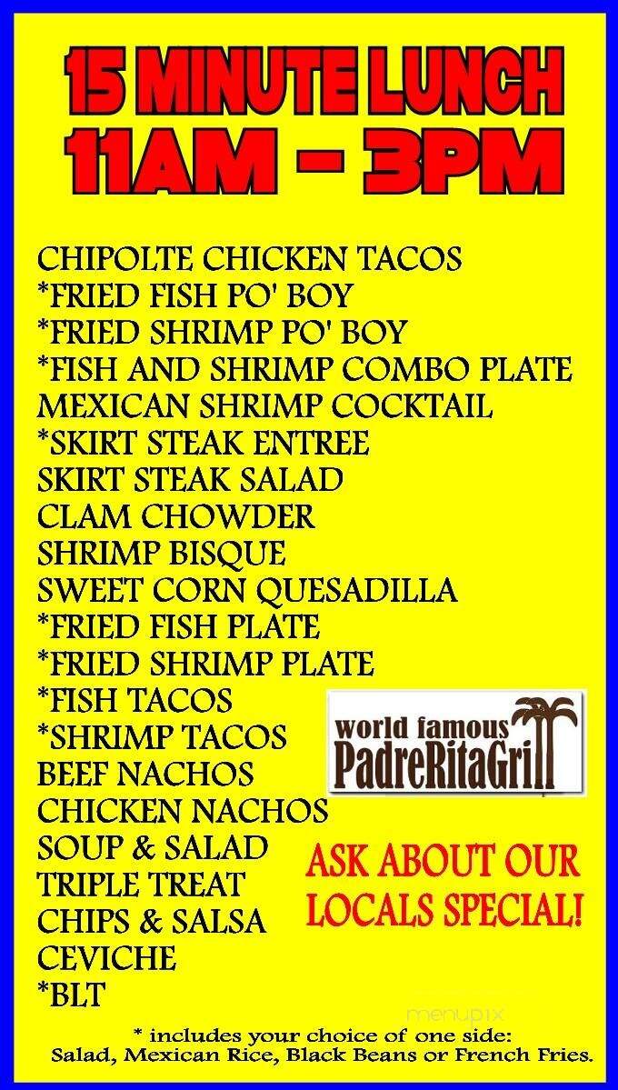 Ritas Restaurant Bar - South Padre Island, TX menu_pic