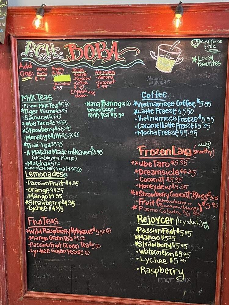 PCH Shave Ice & Boba - Pismo Beach, CA menu_pic