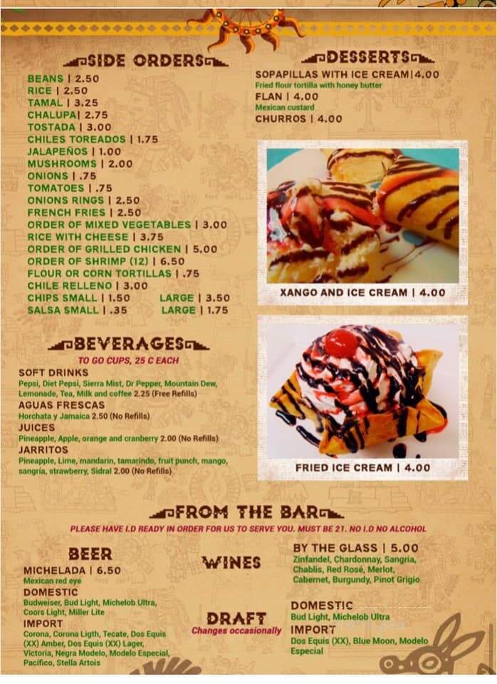 Mi Casa Azteca Mexican Restaurant - Independence, VA menu_pic