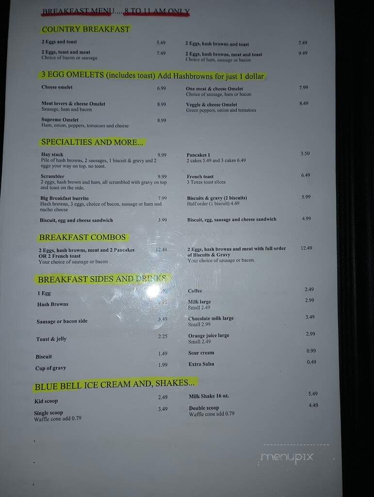 Eggo's Cafe - Hamilton, MO menu_pic