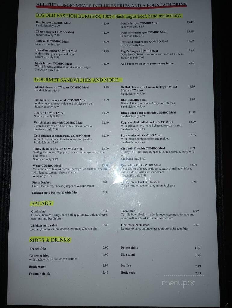 Eggo's Cafe - Hamilton, MO menu_pic