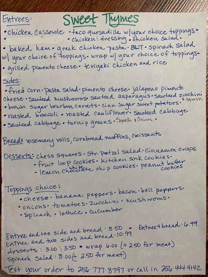 Sweet Thymes - Athens, AL menu_pic