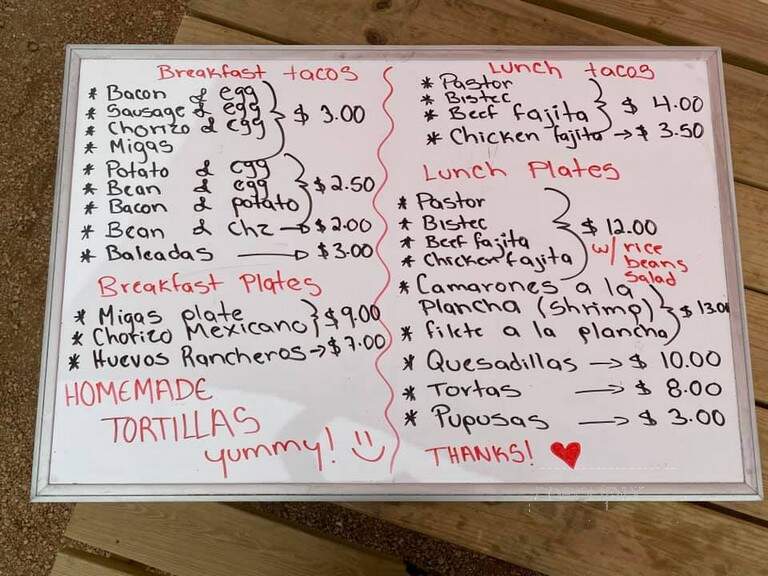 Dave's Tacos - Lago Vista, TX menu_pic
