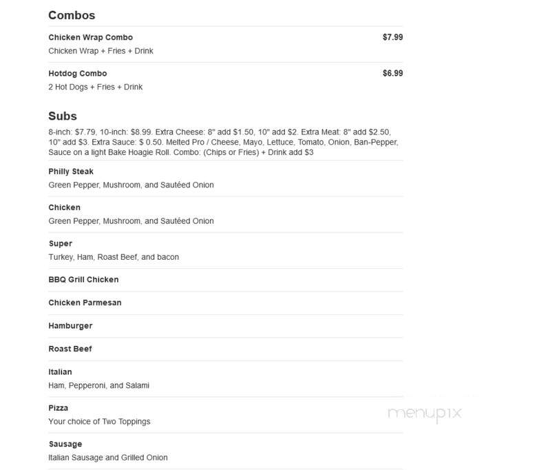 Aggie Pizza & Sub - Fremont, NC menu_pic