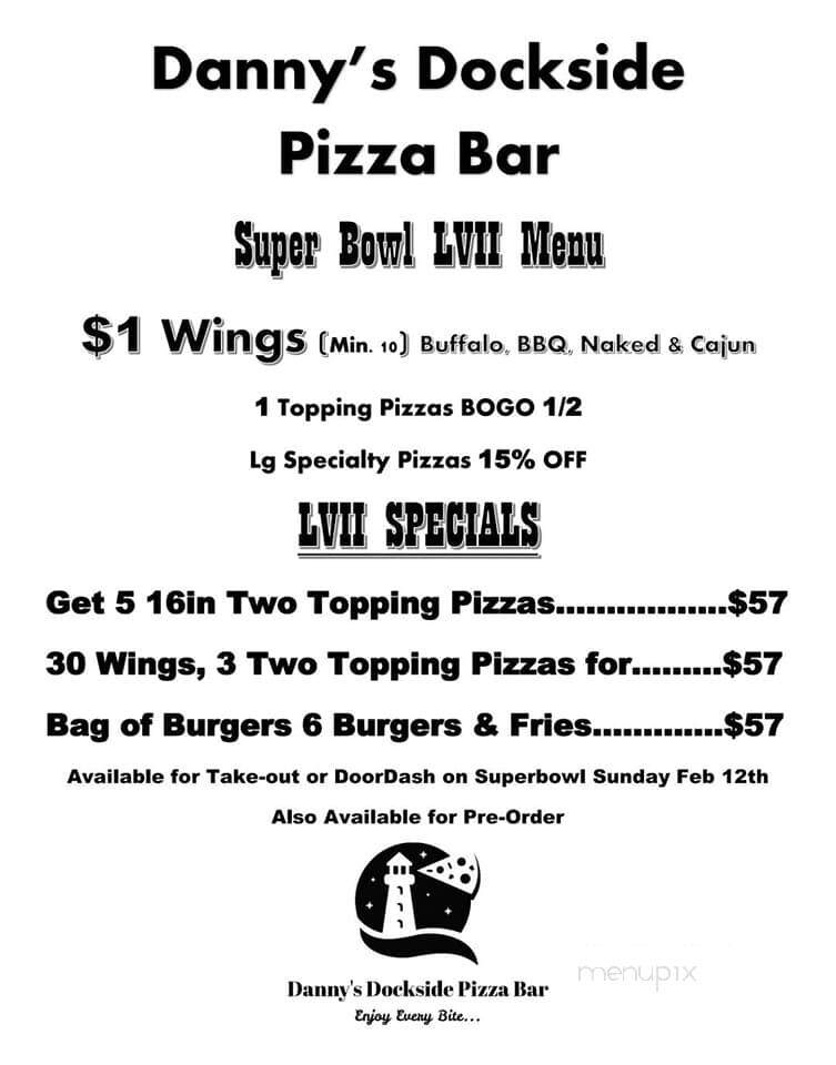 Danny Dockside Pizza Bar - Grove, OK menu_pic