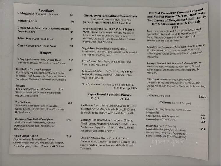 Danny Dockside Pizza Bar - Grove, OK menu_pic