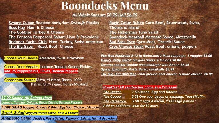 Boondocks Market & Deli - Floral City, FL menu_pic