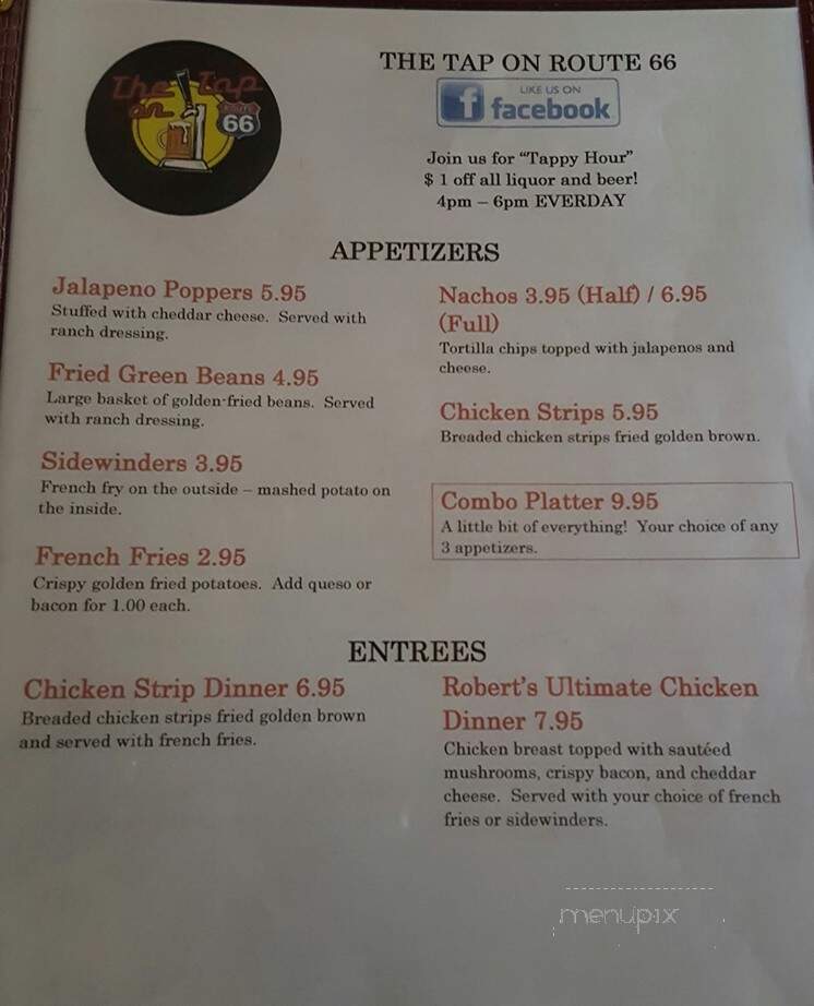 The TAP on Route 66 - Saint Robert, MO menu_pic
