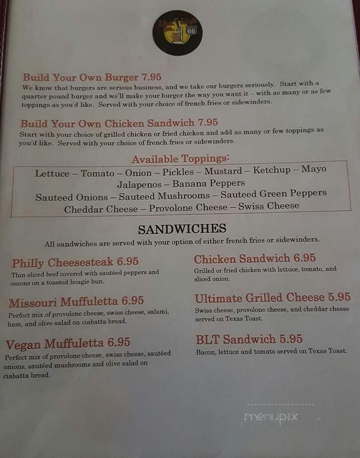 The TAP on Route 66 - Saint Robert, MO menu_pic
