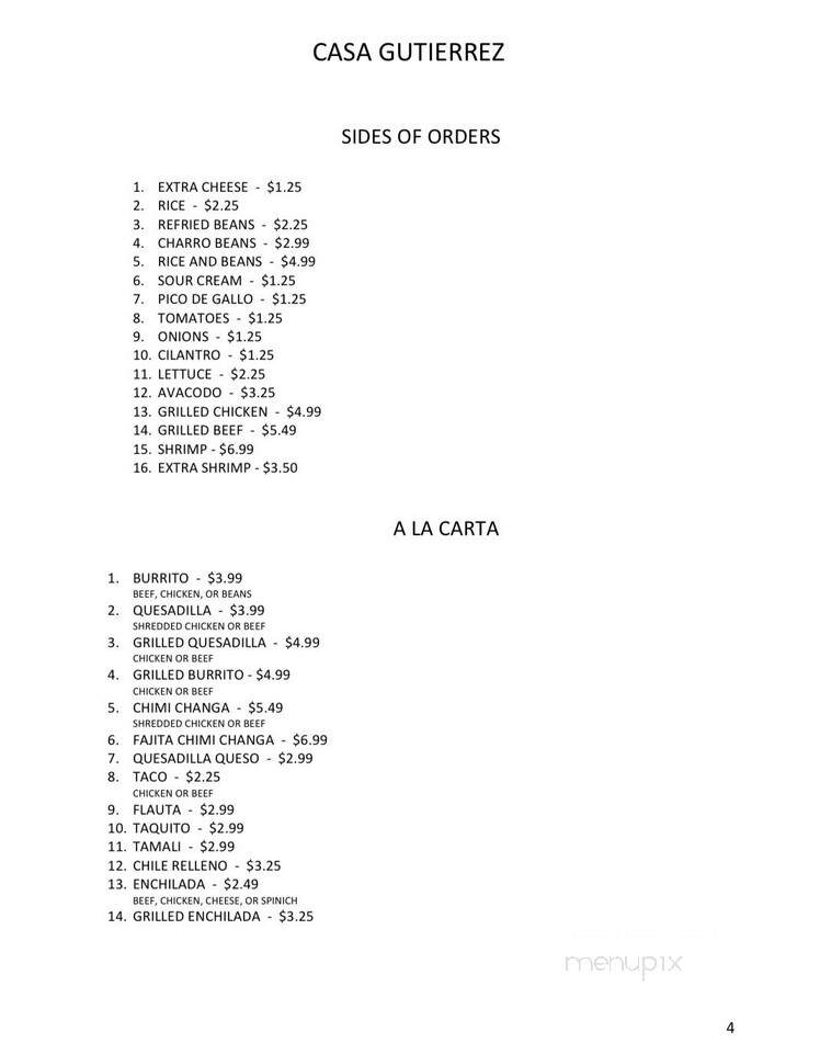 Casa Guitierrez - Grove, OK menu_pic