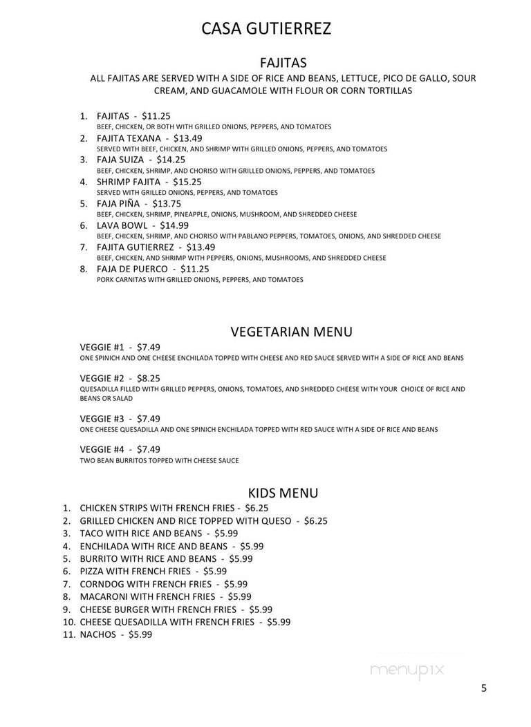 Casa Guitierrez - Grove, OK menu_pic