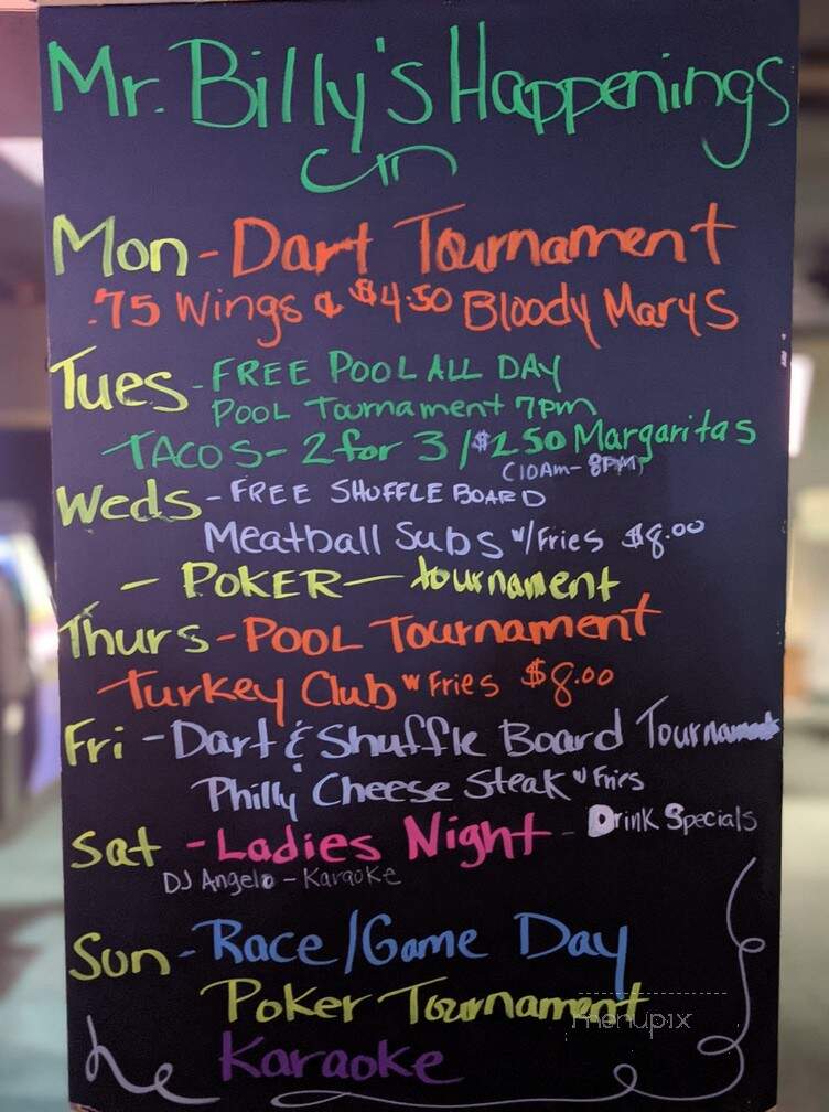 Mr. Billy's Bar and Grill - Clarksville, TN menu_pic