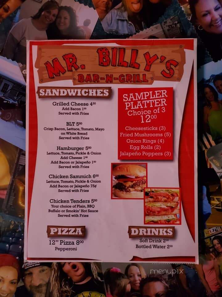 Mr. Billy's Bar and Grill - Clarksville, TN menu_pic