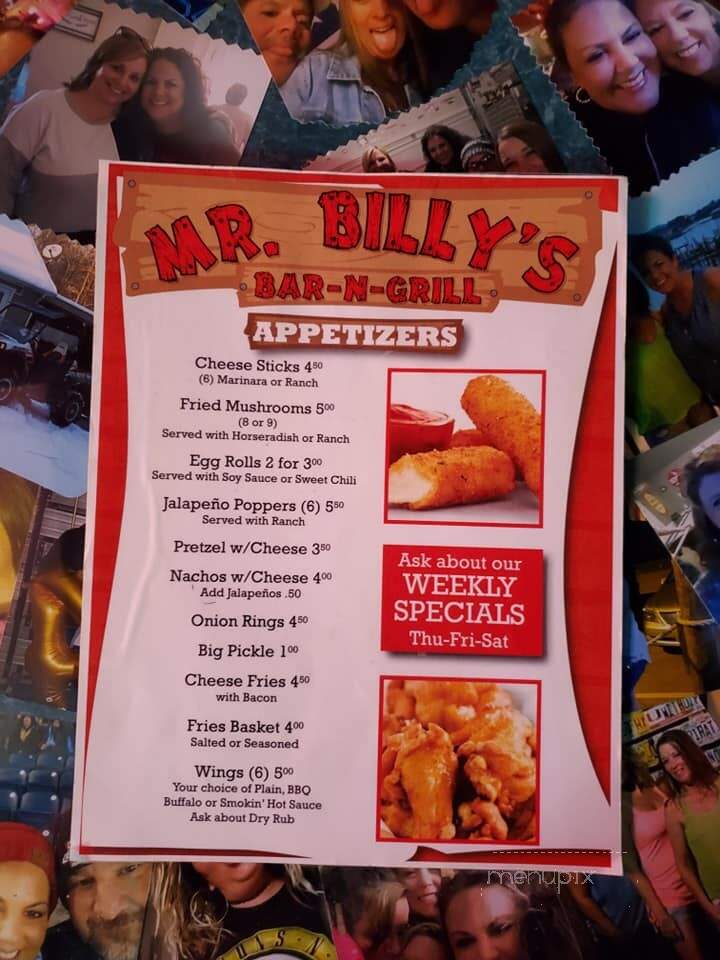 Mr. Billy's Bar and Grill - Clarksville, TN menu_pic