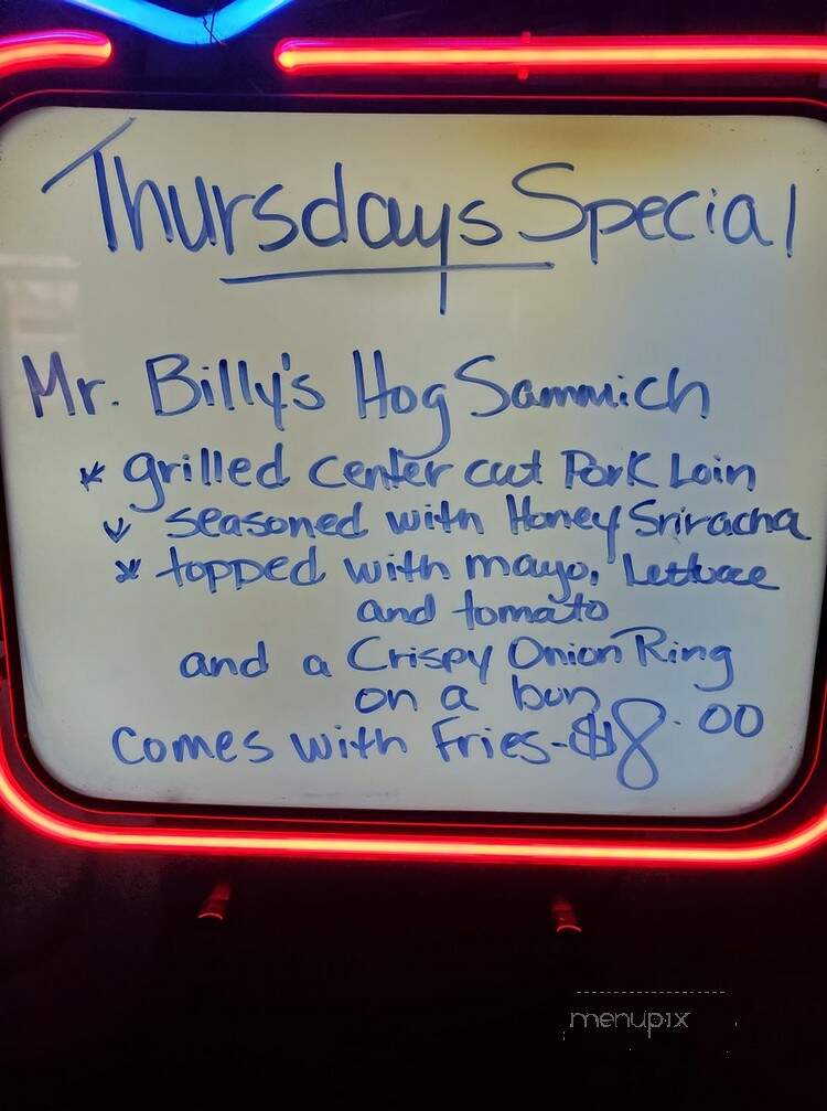 Mr. Billy's Bar and Grill - Clarksville, TN menu_pic