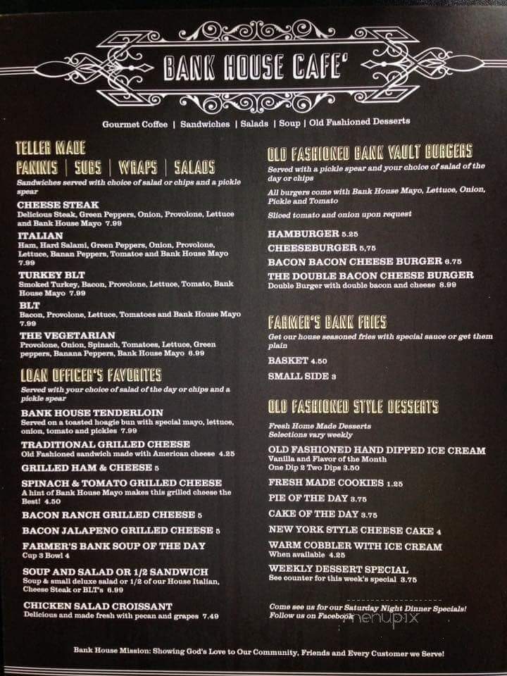Bank House Cafe - Verona, OH menu_pic