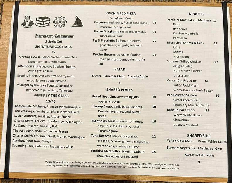 The Intermezzo - Chautauqua, NY menu_pic