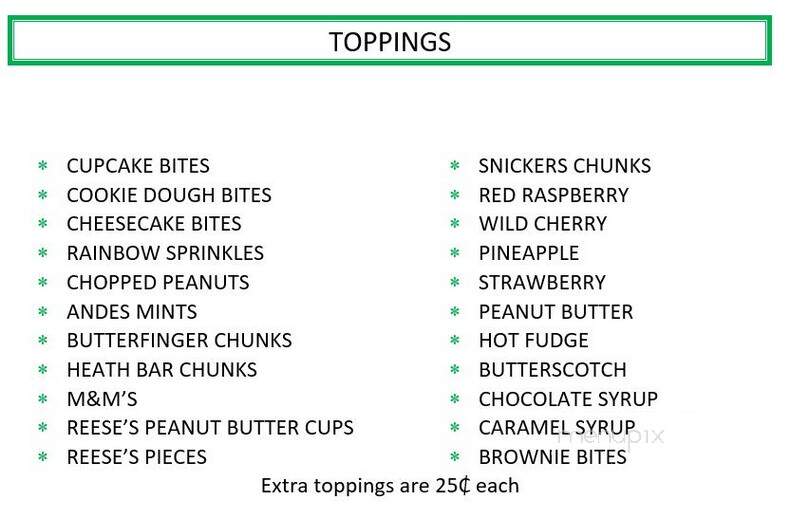 Twin Peaks Ice Cream - Tomah, WI menu_pic