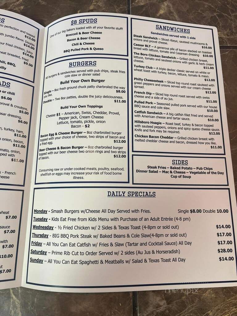 The Boro - Hillsboro, MO menu_pic