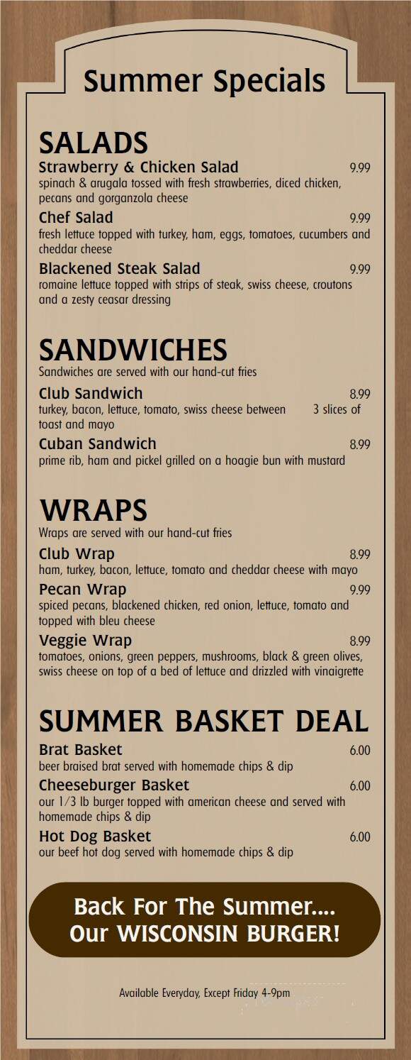 Timber Haven Bar and Grill - Polar, WI menu_pic