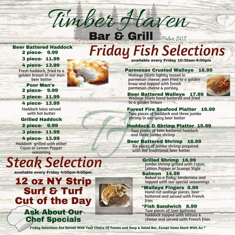 Timber Haven Bar and Grill - Polar, WI menu_pic