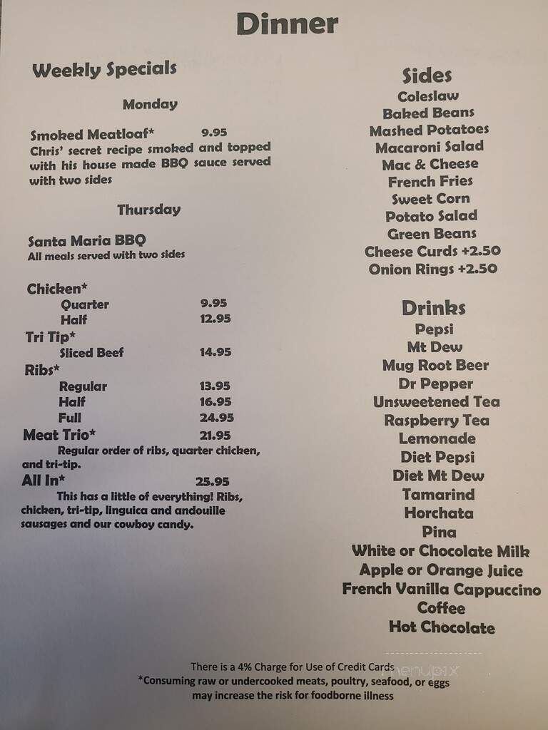 Wilson's - Britt, IA menu_pic